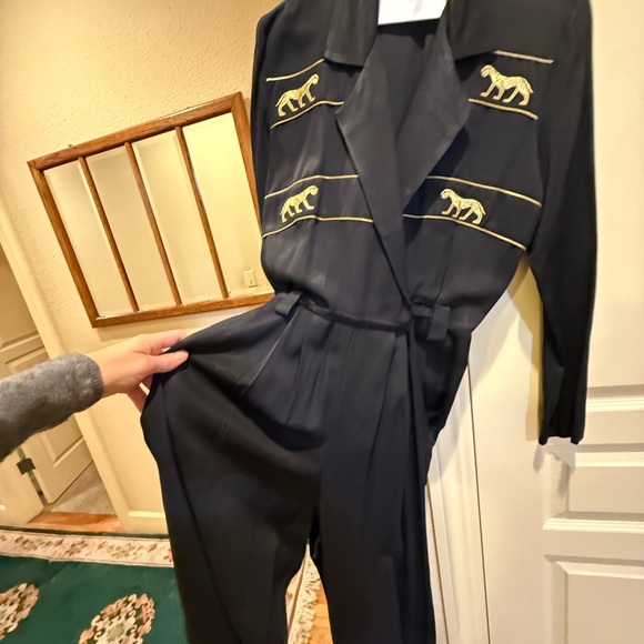 Cache Black Outfit with Gold Panther Detailing size 10 - Picture 3 of 7